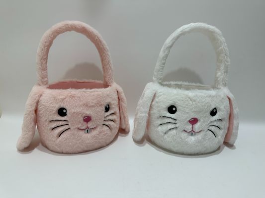 150mm 4&quot; Rosa-und weißesostern Bunny Stuffed Animal Rabbit Plush Toy With Basket