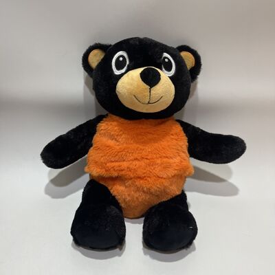 Heated Black Bear Plush Toy Orange Black Warming Doll Heatable Hand Warmer Bed Warmer Winter Gift