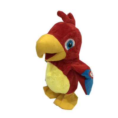 18cm 7.09in roter Papageien-notierender Plüsch Toy Singing Laughing Walking