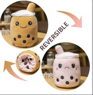 Custom Logo Doppelseitig Umkehrbare Farbe Milch-Tee-Tasse Plush Toy