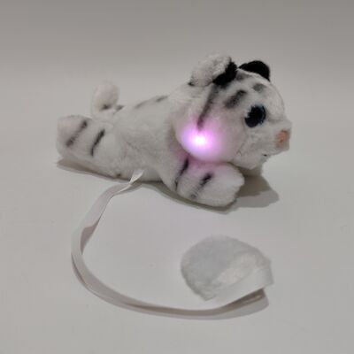 Magnetic Light-Up White Tiger Shoulder Plush Toy with Glowing Feature