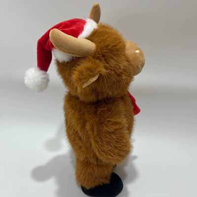 Singender & tanzender Weihnachts-Highland-Cow-Plüschtier, musikalisch, animiert, Stofftier, Weihnachts-Highland-Cow-Puppe