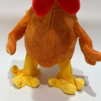 Gelbes langhaariges Hühner-Plüschtier mit Halszug, glucksend, singend und tanzend, lustige Hahnenpuppe, interaktives Stressabbau-Spielzeug
