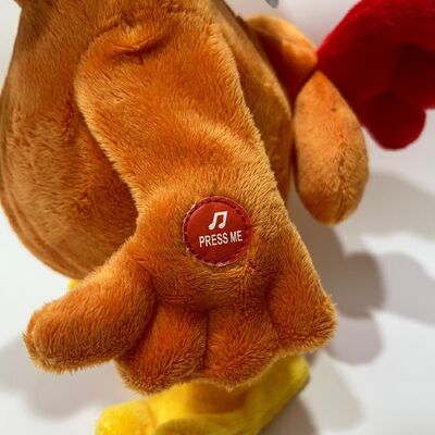 Gelbes langhaariges Hühner-Plüschtier mit Halszug, glucksend, singend und tanzend, lustige Hahnenpuppe, interaktives Stressabbau-Spielzeug