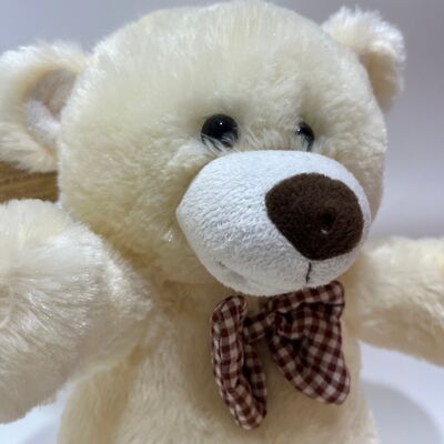 Singing & Clapping Cream Teddybär Plush Spielzeug Interaktive Musik Bär Klassiker Plaid Bowtie Gefülltes Tier