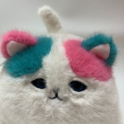 Blinkendes schnurrendes flauschiges Katzenplüschtier süßes miaendes interaktives Kätzchen rosa türkis langhaariger Stressabbau-Begleiter
