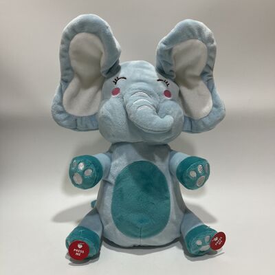 Interactive Peek-a-Boo Elephant Plush Toy with Recording and Singing Buttons Fun Voice Lines to Amuse Babies