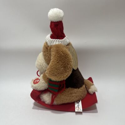 Christmas Sleigh Dog Plush Toy Swinging and Singing Dog Doll Holiday Interactive Toy