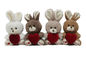 Bindungs-Färbungs-spielt weicher Valentinstag-Plüsch 4 CLR-Kaninchen mit rotem Herzen