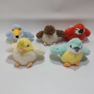 5 bunte Plüsch-Papageien-Spielzeuge, weiche Stoffvogel-Sammlung