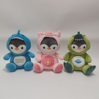 Niedliches Pinguin-Plüschtier in Tierkostüm, weich und bunt, zum Sammeln