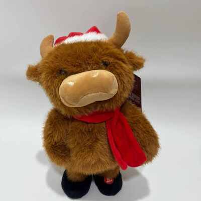 Singender & tanzender Weihnachts-Highland-Cow-Plüschtier, musikalisch, animiert, Stofftier, Weihnachts-Highland-Cow-Puppe